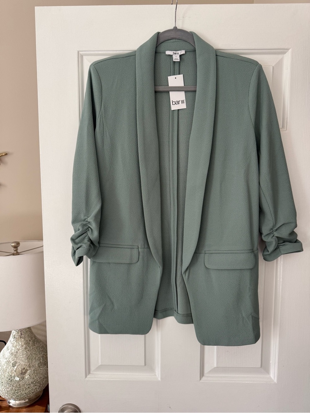 Bar III Sage Green Open-Front Blazer
